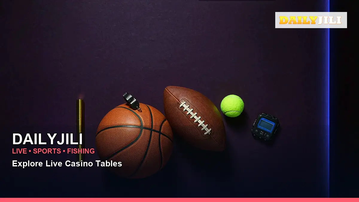 DAILYJILI high-energy online sports betting in a equipment flatlay layout for Philippine players