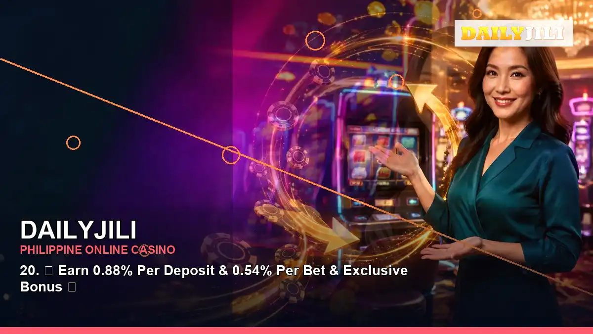 DAILYJILI high-energy casino cashback rewards in a right-framed layout for Philippine players