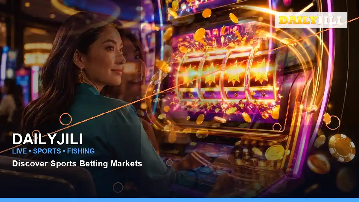 DAILYJILI casino cashback rewards featuring an adult Filipina casino host with a left-diagonal composition